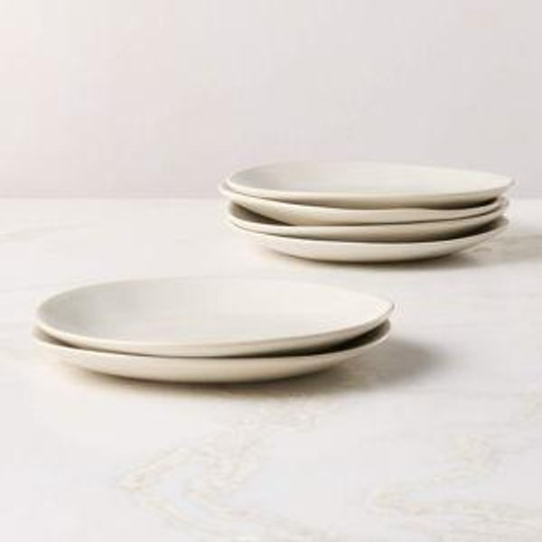 Selene Ivory Stoneware Salad Plates Set Of 6 | CB2