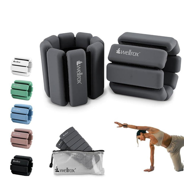 Wellrox Weighted Bangles – Adjustable Ankle and Wrist Weights for Women & Men – Set of Ankle Weights 2 lbs (1 lb Each Wrist Weight) | Weighted Arm Bands for Pilates, Yoga, Running & Walking