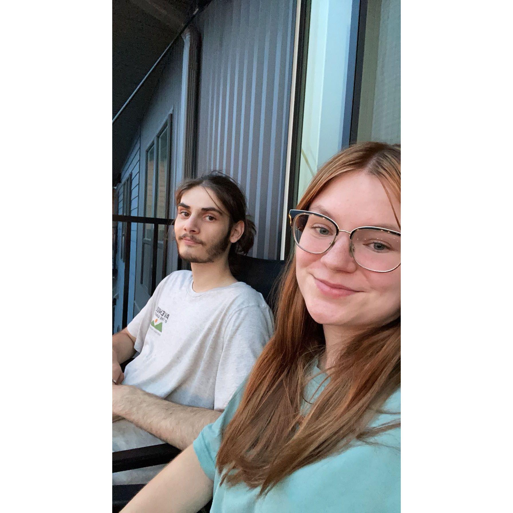 Our first night sitting on our apartment deck