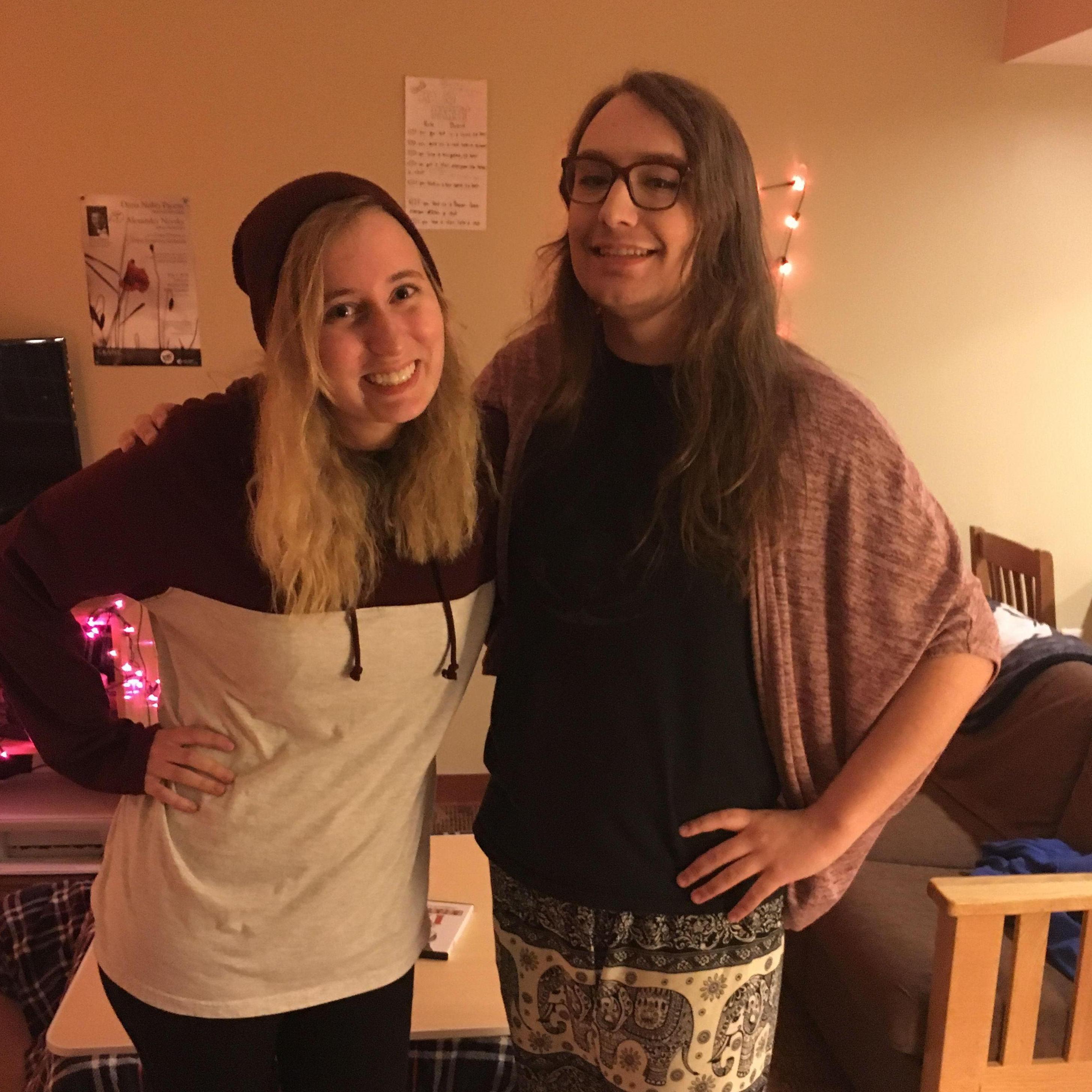 A month before we started dating - we dressed up as each other for Halloween!