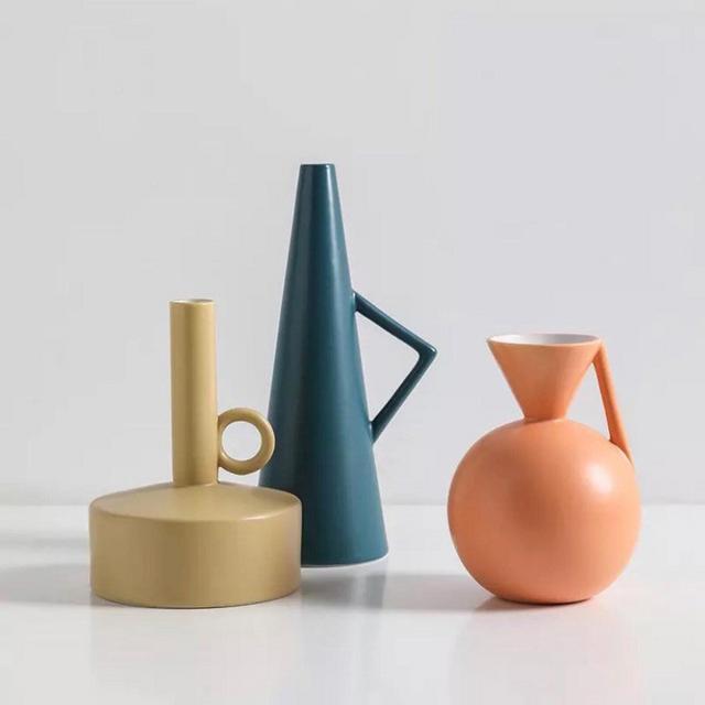 Mid-Century Style Ceramic Vases. Pastel...