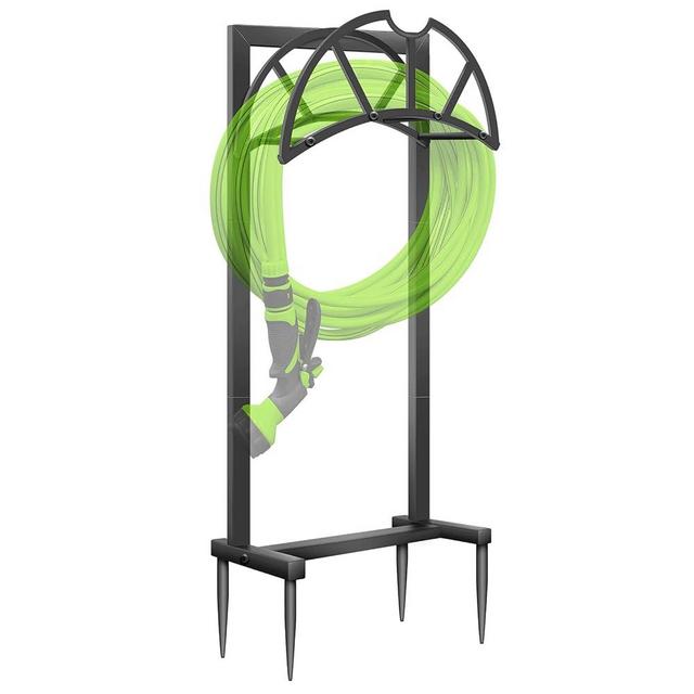 Shomextol Garden Hose Holder -Upgraded Hose Holder Holds,Freestanding Heavy Duty Hose Hanger,Sturdy Hose Stand and Hose Storage Rack for Lawn & Yard,Black