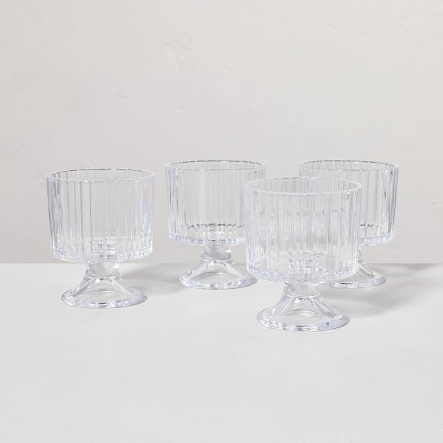 4pk 8oz Fluted Glass Parfait Cup Set Clear - Hearth & Hand™ with Magnolia