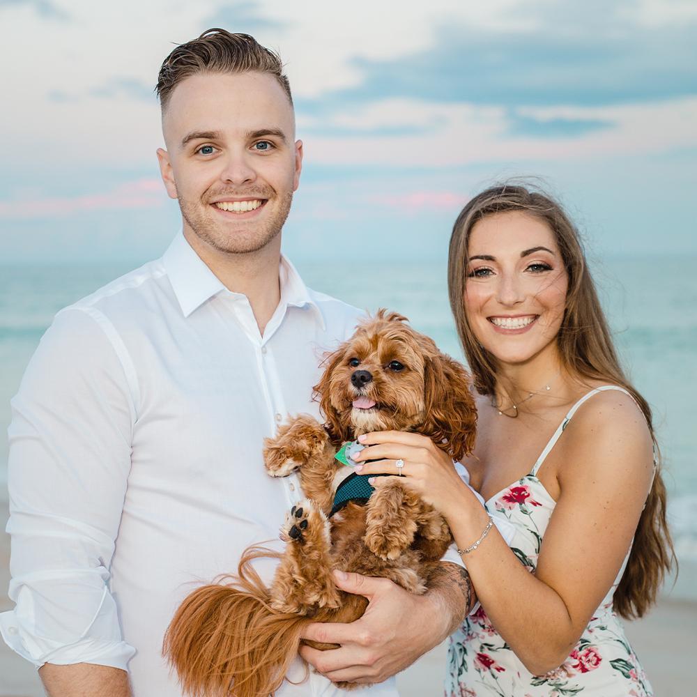 Our little man Dexter with us during our engagement photo shoot (June 2020)