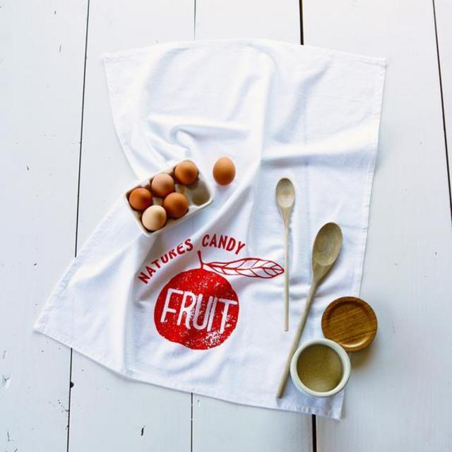 Tea Towel - Zero Waste - Tea Towels Flour Sack - Organic Cotton - Kitchen Towels - Dish Towels - Screen Printed Tea Towels - Fruit - Towel