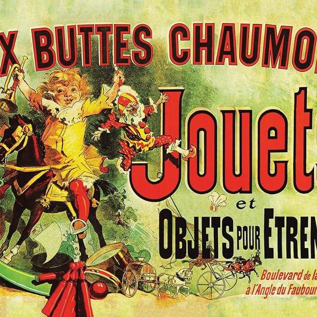 PalaceLearning Poster Toys (as seen in Monica's Apartment on Friends) - Aux Buttes Chaumont Jouets by Jules Cheret 1885 - Vintage Art Print Antique 18" x 24" Laminated