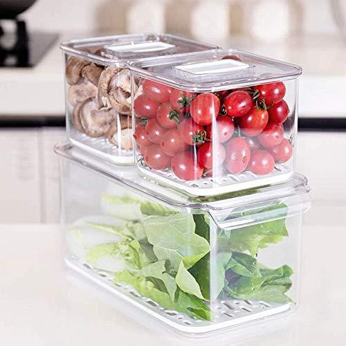 iPEGTOP Fridge Produce Saver Food Storage Bin Containers, Stackable Refrigerator Freezer Organizer Fresh Keeper Container with Vented Lids, 3 Pack