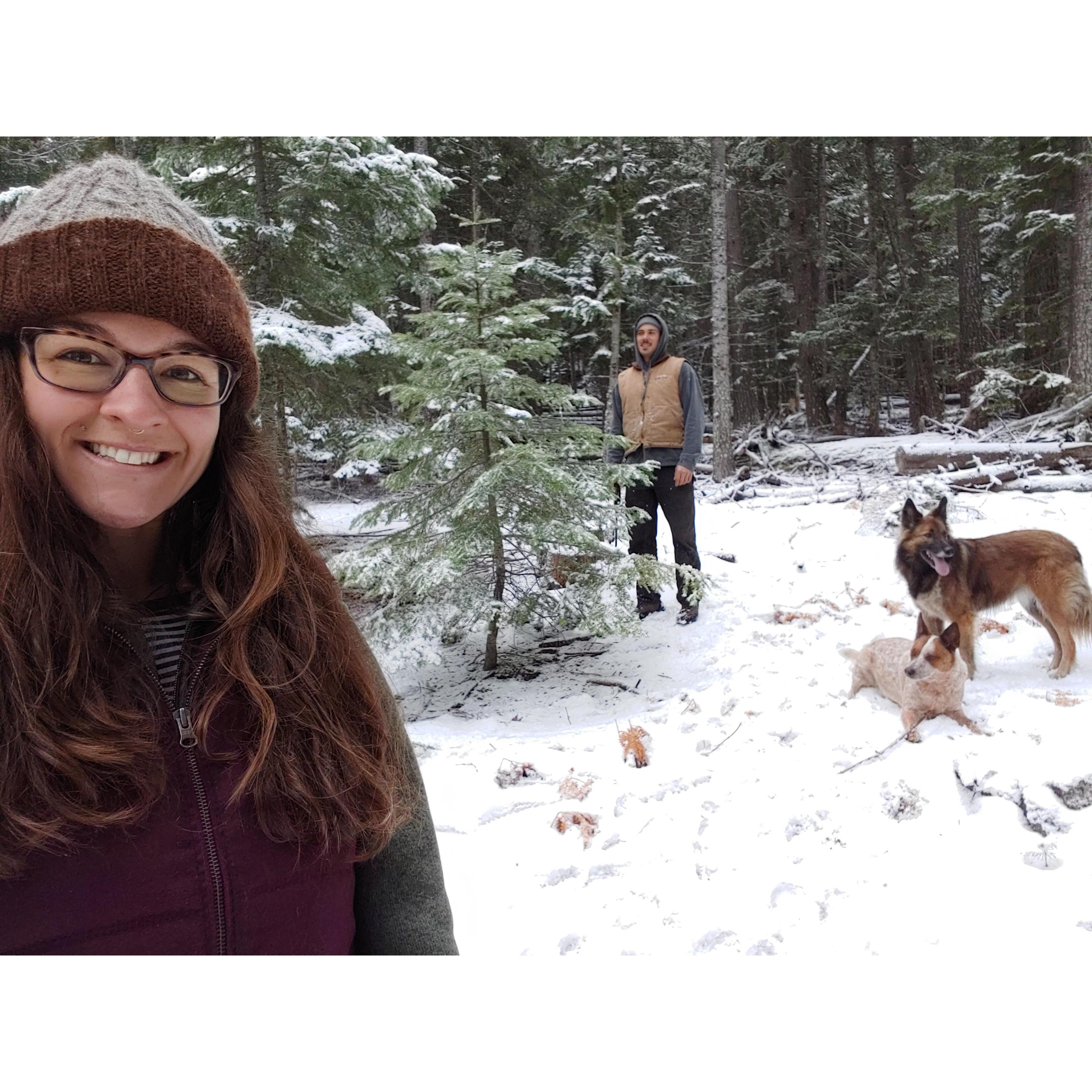 Cutting down their first christmas tree together on Devinne's birthday.