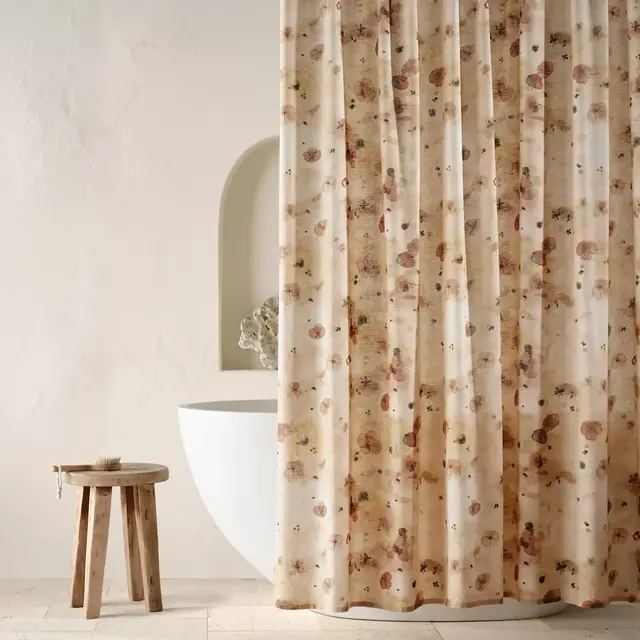 Linen Warm Washed Floral Shower Curtain - Casaluna™