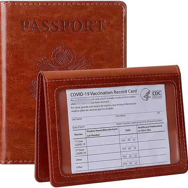 TIGARI Passport and Vaccine Card Holder Combo, Passport Wallets Passport Covers Ultra Slim Passport Holder for Women Men, Leather Passport Case Protector with Waterproof Vaccine Card Slot