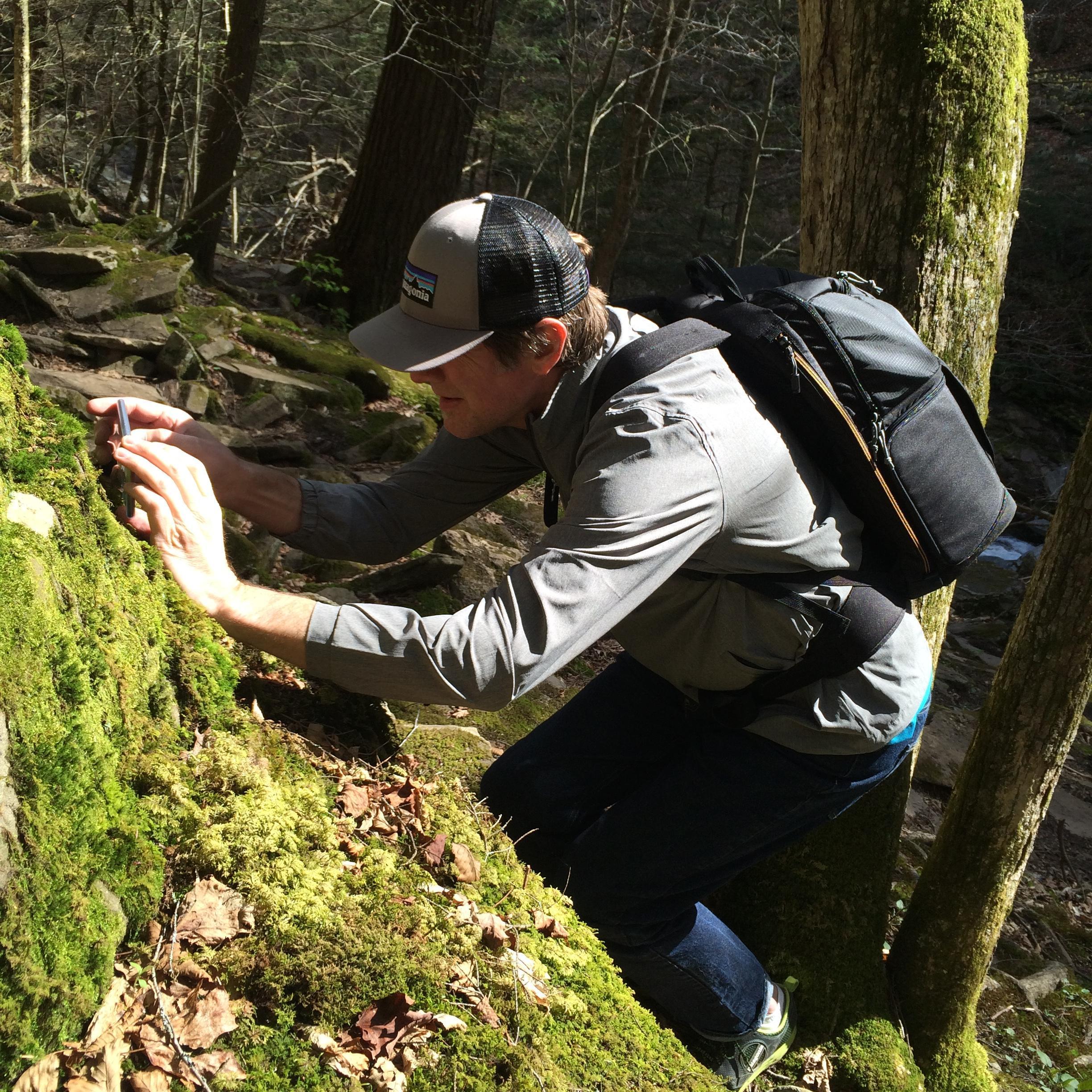 Our first hiking trip in the Catskill Mountains ... Robert inspired by the little things in life.