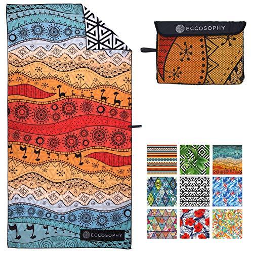 ECCOSOPHY Microfiber Beach Towel - Quick Dry Pool Towels 71x37 inches Oversized Travel Towel - Lightweight Compact Beach Accessories for Women - Large Sand Free Micro Fiber Beach Towels