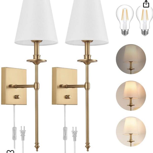 Dimmable Wall Sconces Set of Two, antique brass