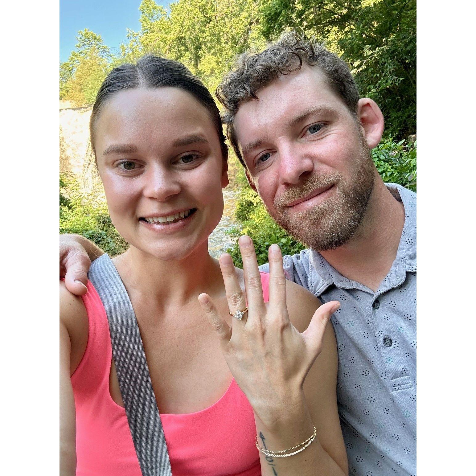 Moments after Courtney said "Yes" at Minnehaha Falls