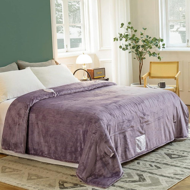 JET'S HOME Heated Blanket Full 72"x84" - ETL&FCC Certified Flannel Electric Blanket Machine Washable Heating Blanket with 4 Heating Levels 10 Hours Auto-Off Overheating Protection (Purple)