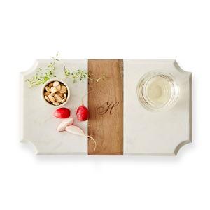 Personalized Wood and Marble Beveled Cheese Board
