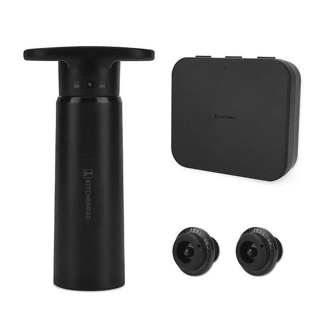 KITCHENDAO Wine Saver Pump with Sound Indicator, 2 Vacuum Wine Stoppers and Storage Box, Reusable Wine Stoppers Preserver to Keep Wine Fresh - Designed with U.S. Patent