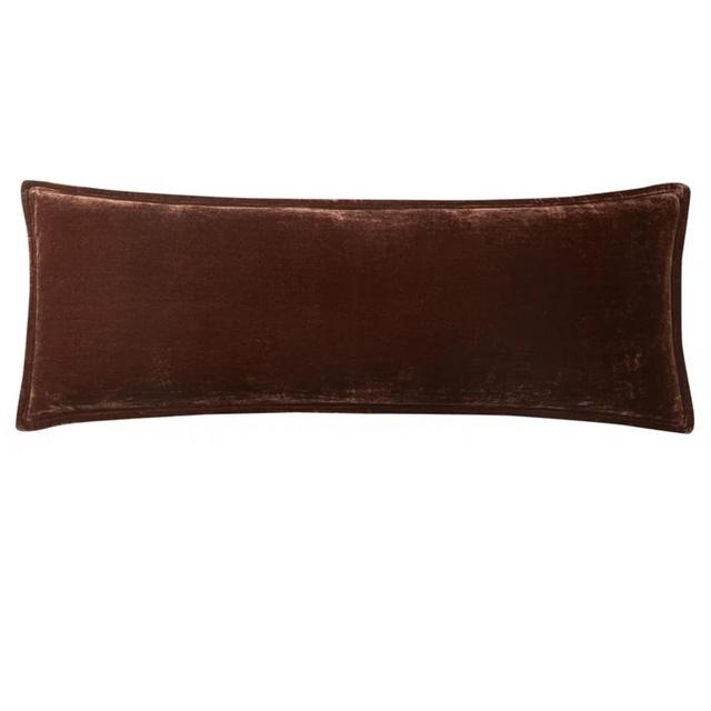 Faux Silk Velvet Long Lumbar Pillow, Copper Brown