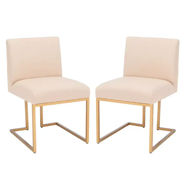 Safavieh Ayanna Side Chairs in Beige/Gold (Set of 2)