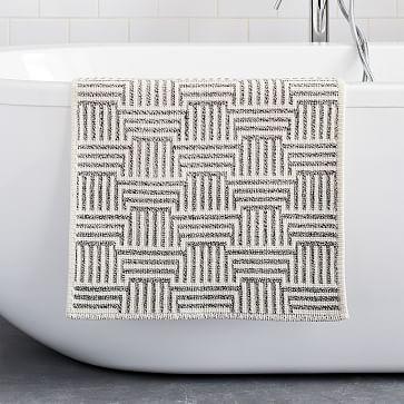Organic Marbled Geo Bath Mat - Marled Gray