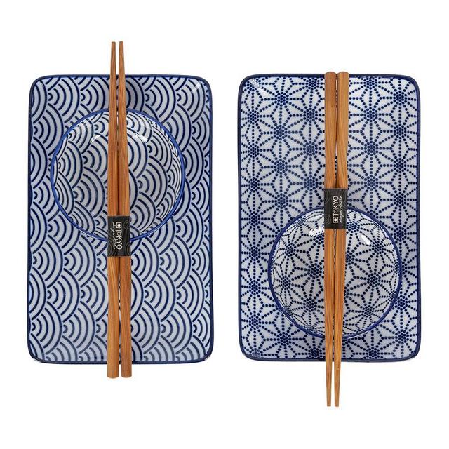 Nippon Blue Sushi Plate Set - Wave/Star