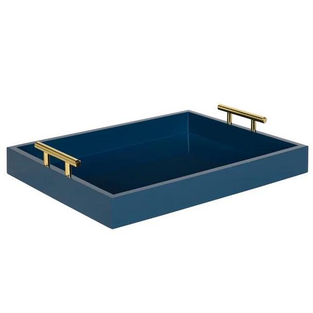 Everly Quinn Norvan Hepner Tray | Wayfair- Navy Blue/Gold