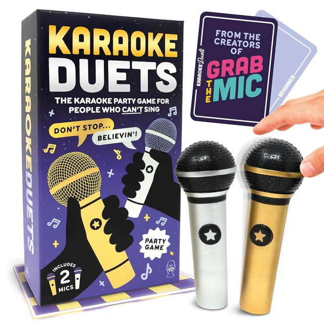 Grab The Mic Creators Bring You Karaoke Duets – 2 Mics, 2 Singers, Hilarious Singing & Chaos – Party Game for Adults, Families & Game Night (2–10 Players, 150 Cards, 300 Lyrics)