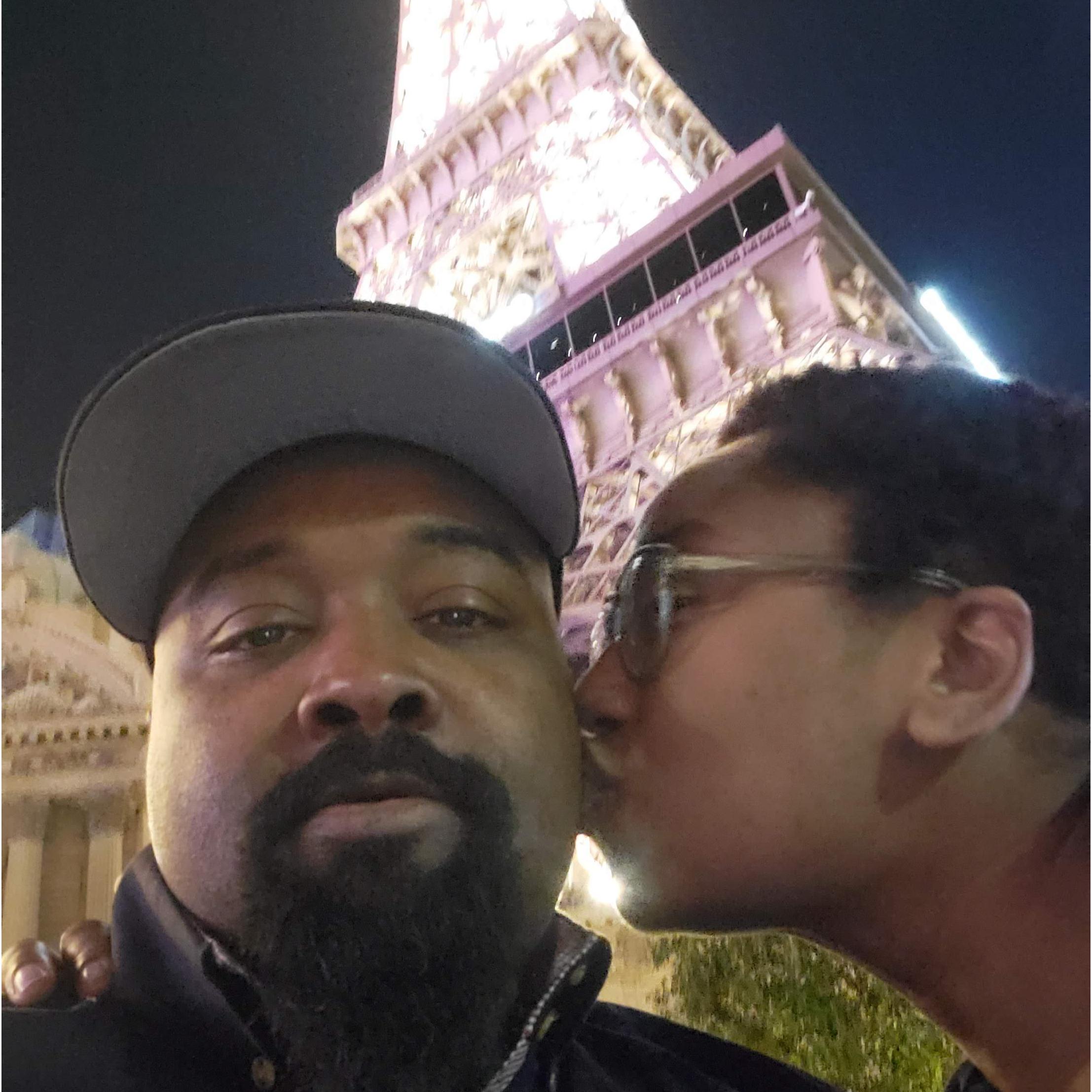 Ronnie took me to Vegas for my 40th birthday - definitely deserving of a kiss at the base of the Eifel Tower