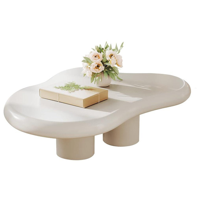 Guyii Cloud Coffee Table, Black Coffee Table for Living Room, Cartoon Irregular Indoor Tea Table, Modern End Table with 3 Legs (White, 38.58 Inch)