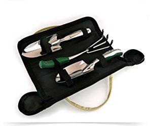 Garden Tools Set with Trowel, Transplanter and Rake by ROCA Home. Great Gardening Christmas Gifts. Garden Tools Case Included and Gardening Guide.