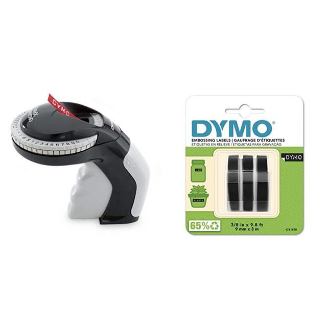 DYMO Organizer Xpress Pro Handheld Embossing Label Maker (12966) + 3 bonus rolls of 3/8" White Plastic Tape