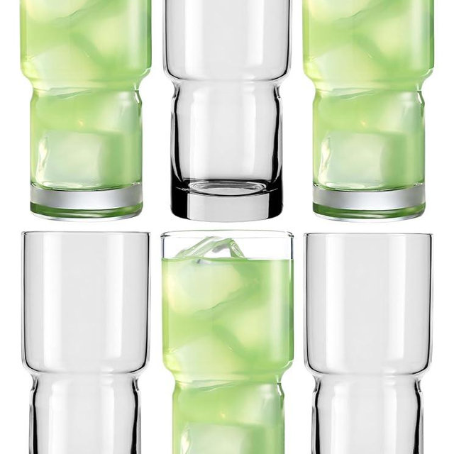 Libbey Newton Cooler Tumbler Glasses Set of 6, Clear Kitchen Glassware Sets for Beverages and Cocktails, Lead-Free, Drinking Glasses, 16-Ounce
