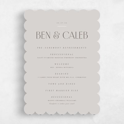 Grey Scalloped Wedding Program - Mendoza