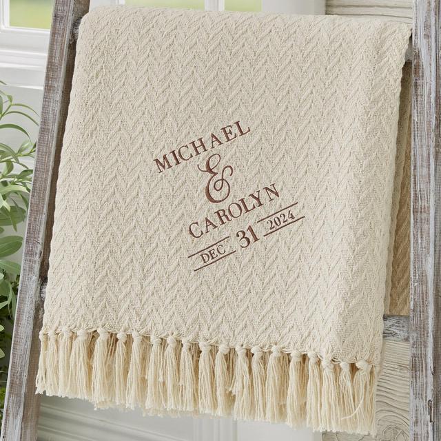 Moody Chic Embroidered Wedding Afghan, Wedding Gifts, Custom Blankets, Personalized Blankets for Her, Blankets for Him, Family Gifts