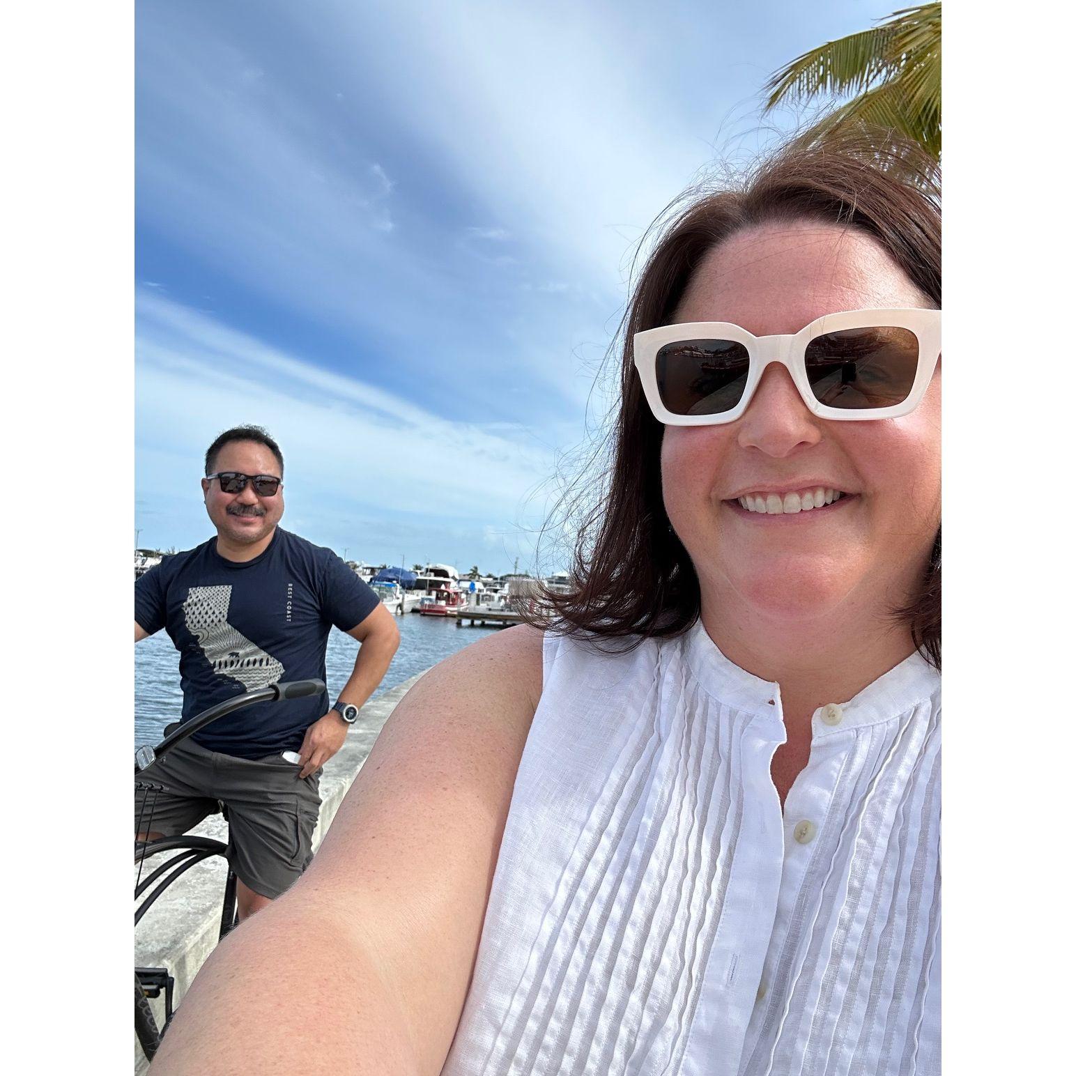 Riding bikes in Key West