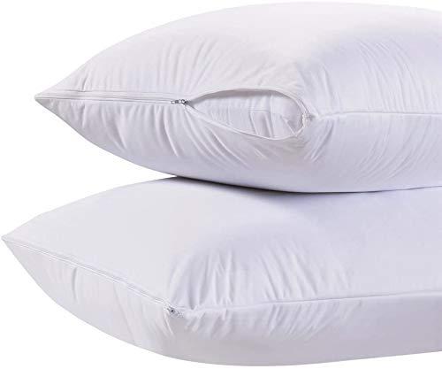 White Classic Zippered Style Pillow case Cover - Luxury Collection 200 Thread Count, Soft Quiet Zippered Pillow Protectors, Standard Size, 6 Pack