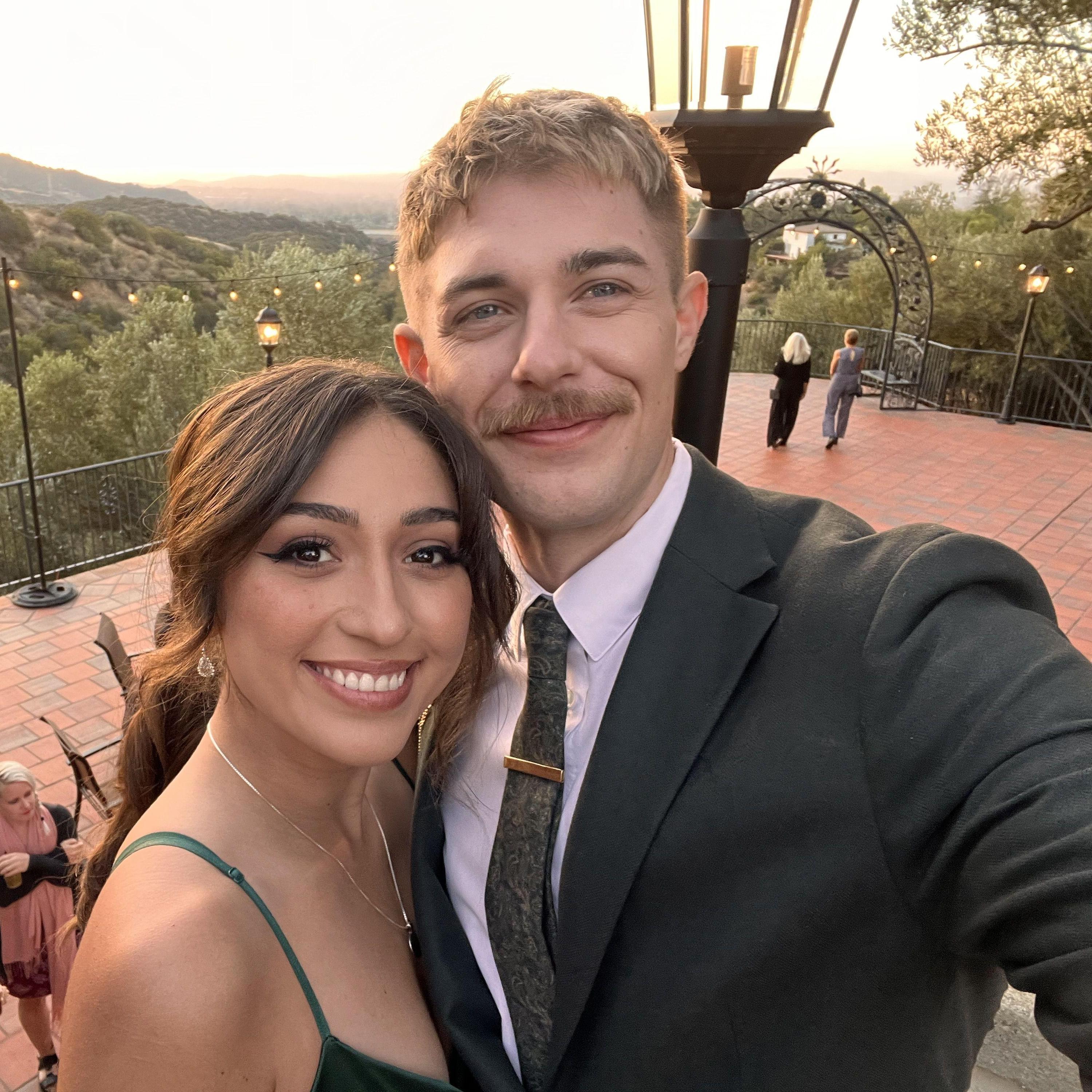 Us at Scott's sister, Chelsea and Jon's, wedding in 2022