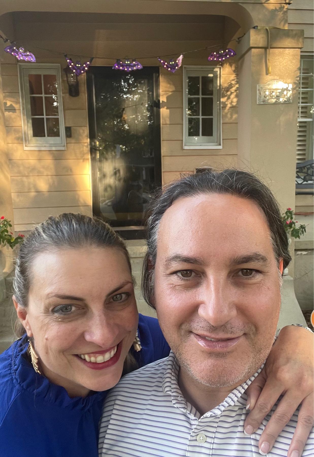 In front of Rebecca’s childhood home in Texarkana, TX. (October 2021)