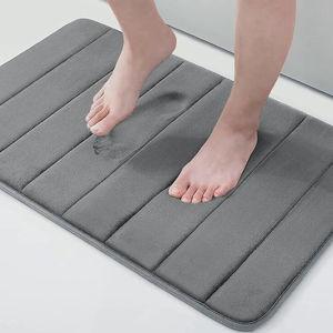 Buganda Memory Foam Bath Mat, 30" x 20", Ultra Soft and Non-Slip Bathroom Rugs, Water Absorbent and Machine Washable Bath Rug for Bathroom, Shower, and Tub, Grey