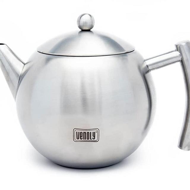 Venoly Stainless Steel Tea Pot With Removable Infuser For Loose Leaf and Tea Bags, Dishwasher Safe and Heat Resistant, 1.5 Liter