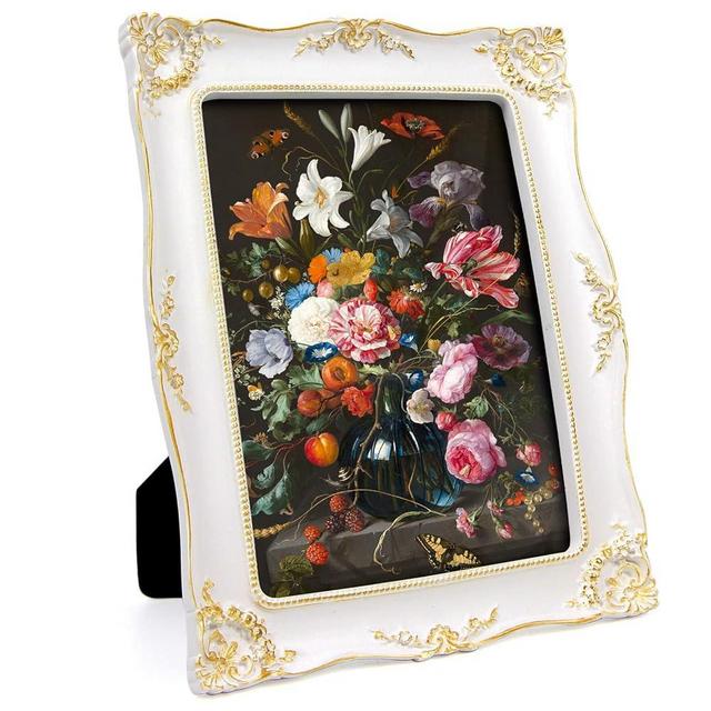 Kilarero Christmas 8x10 White Ornate Picture Frame Vintage, Elegant Antique Photo Frames with Glass Front, Tabletop Wall Hanging, Gift Ideas, Vine Pattern, Photo Display (8x10 inch, White/Gold)