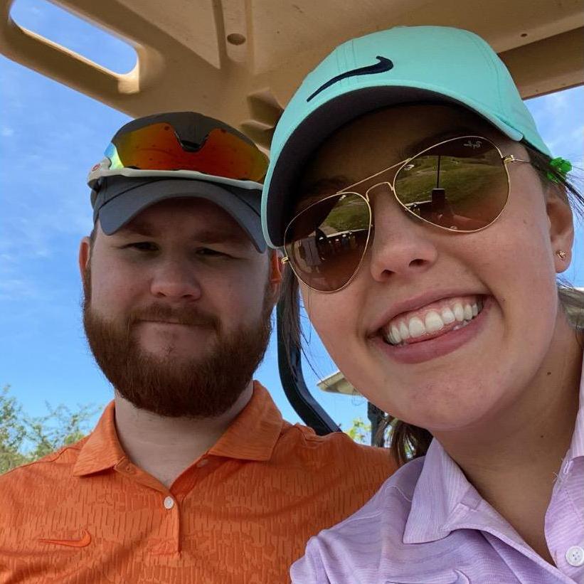 A selfie from one of Cooper and Michelle's golf dates. Michelle still isn't very good at golf.