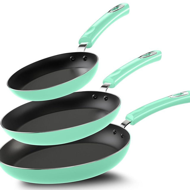 Utopia Kitchen Nonstick Frying Pan Set - 3 Piece Induction Bottom - 8 Inches, 9.5 Inches and 11 Inches - (Green, Black)