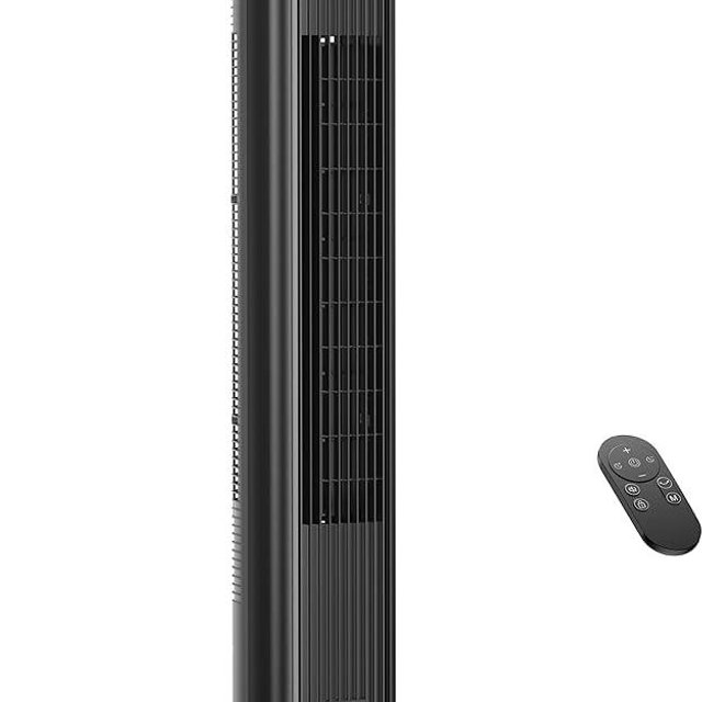 JRD Tower Fan, 90° Oscillating Fans with Remote, 40'' Quiet Cooling Fan with 3 Speeds,4 Modes,12H Timer, LED Display, 27ft/s Velocity, Bladeless Standing Fan Floor Fan for Bedroom Home Office Indoor