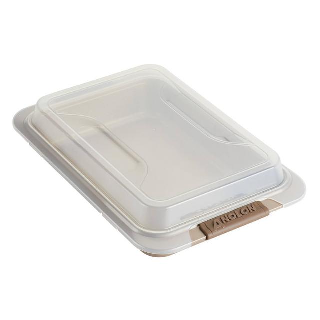 Anolon Advanced Bronze Bakeware 9" x 13" Nonstick Covered Cake Pan with Silicone Grips