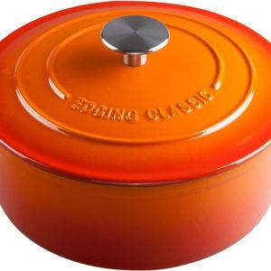 EDGING CASTING Enameled Cast Iron Dutch Oven, 5.5 Quart, Round Cast Dutch Ovens Pot with Lid Dual Handle for Bread Baking, Oven Safe up to 500°F, Orange