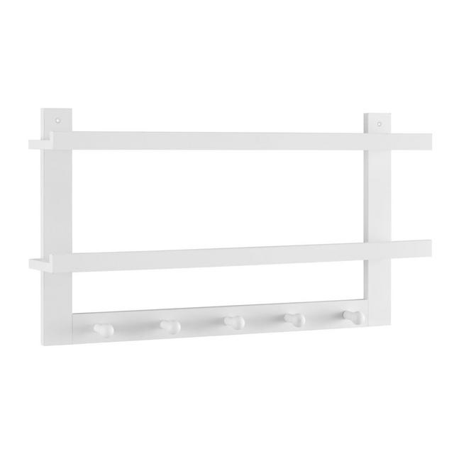 Danya B™ 2-Tier Wall Organizer with 5 Hanging Hooks in White