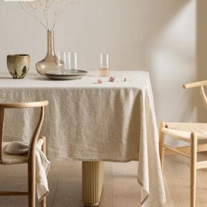 European Linen Tablecloth - FLAX - 70x126"