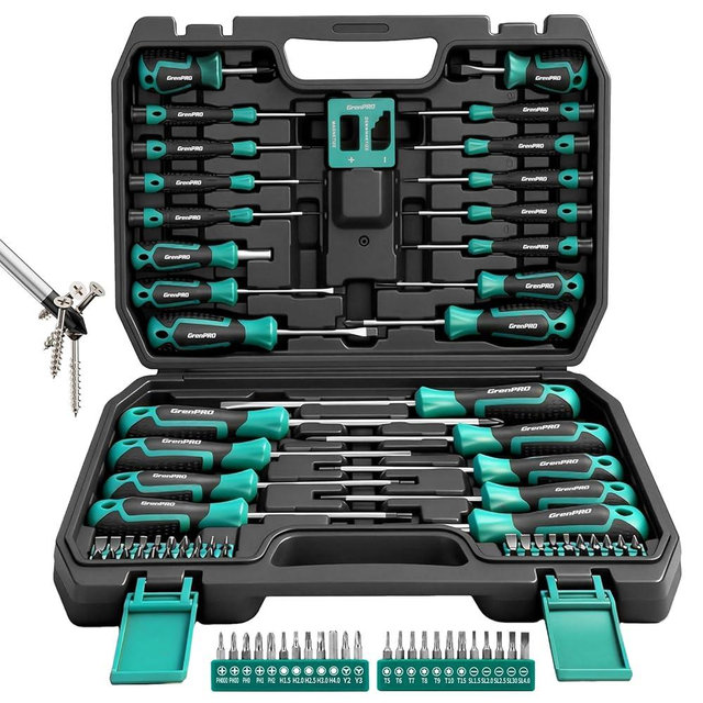 GRENPRO Screwdriver Set Precision 90pcs, S2 Alloy Steel Small Screwdriver Set, Torx Screwdriver Sets with Sturdy Tool Box, Includes Slotted Phillips Torx Tool Kit