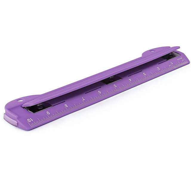 3 Hole Punch Purple, Portable Hole Puncher for 3 Ring Binder, 3 Sheets Capacity, Removable Chip Tray, 10” Ruler for School, Office, Also Available in Pink, Blue, Green, Red, Grey, 1 Pc-by Enday